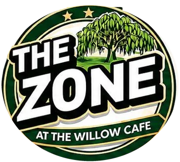 The Zone at The Willow Cafe logo, with a weeping willow tree